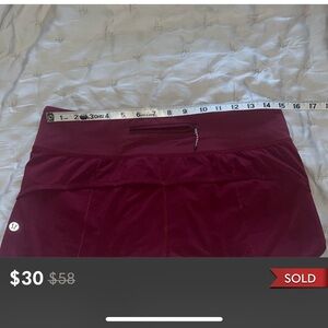 Lululemon Speed Short. 2.5”. Wine/Burgundy color. Size 6.